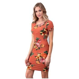 2 Pack Floral Scoop Front Back Bodycon Dress